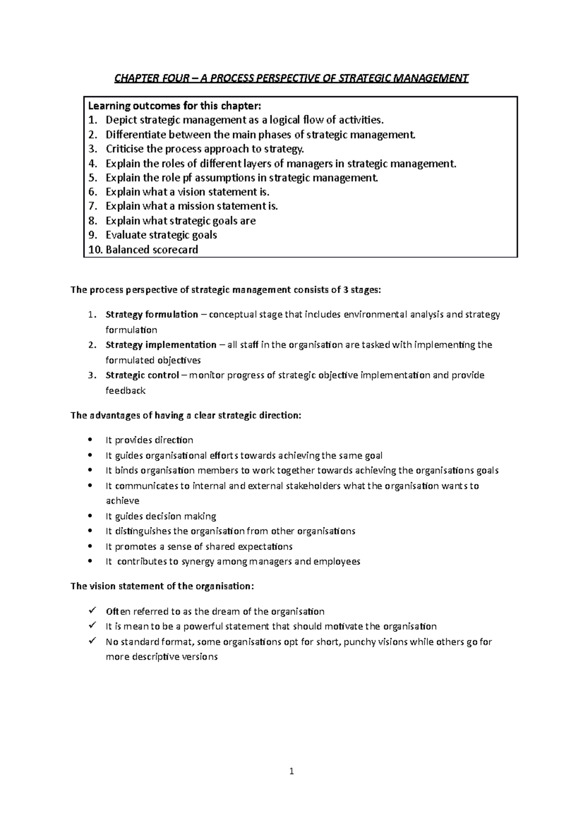 Notes BEC 323 E Ch 4 - CHAPTER FOUR – A PROCESS PERSPECTIVE OF ...