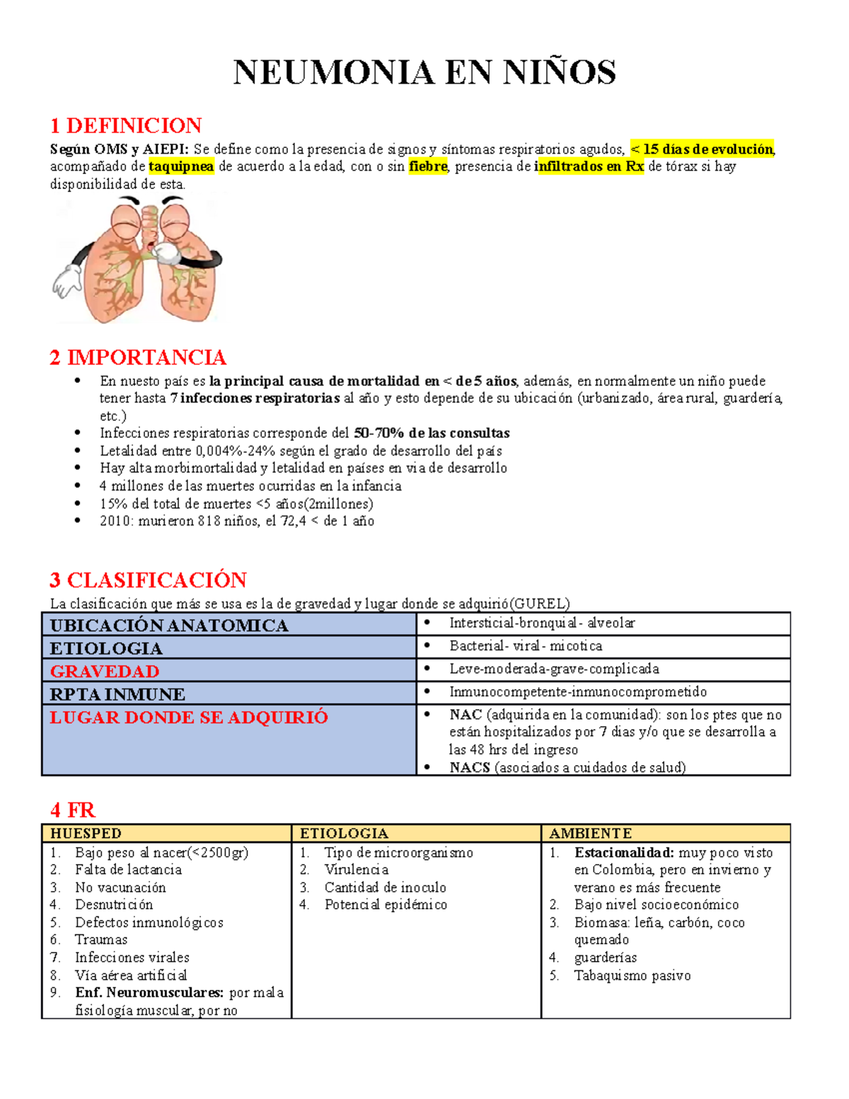 9. neumonia - apuntes de pediatria - NEUMONIA EN NIÑOS 1 DEFINICION ...