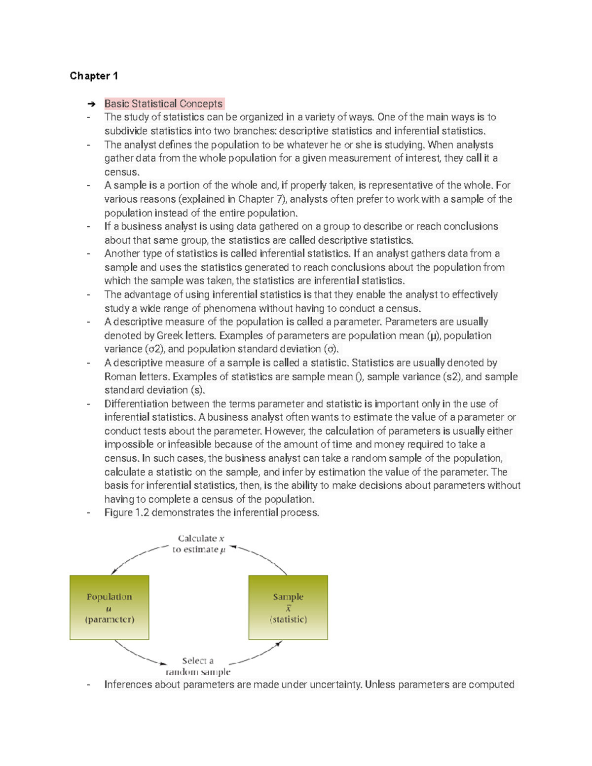 Business Stats 2242 Notes - Chapter 1 Basic Statistical Concepts The ...