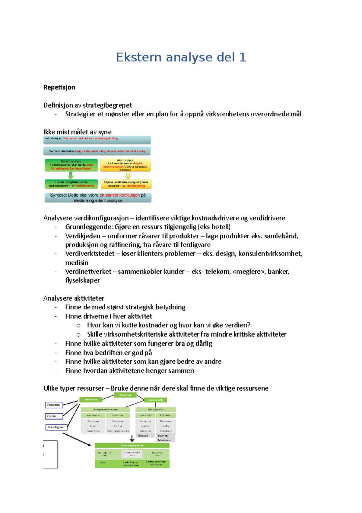 Ekstern Analyse Del 1 - Forelesningsnotater 1 - Ekstern Analyse Del 1 ...