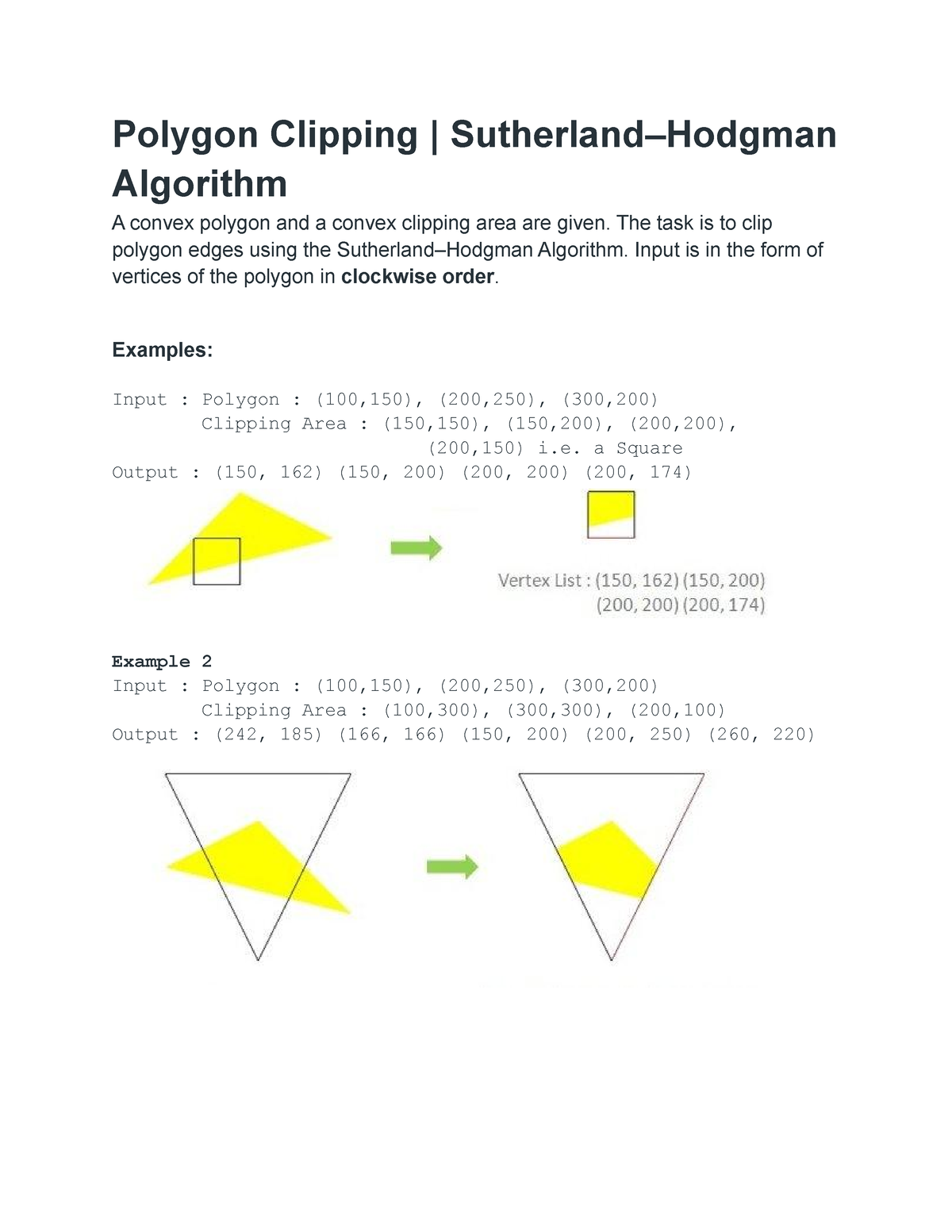 Polygon Clipping Sutherland–Hodgman Algorithm - Polygon Clipping ...