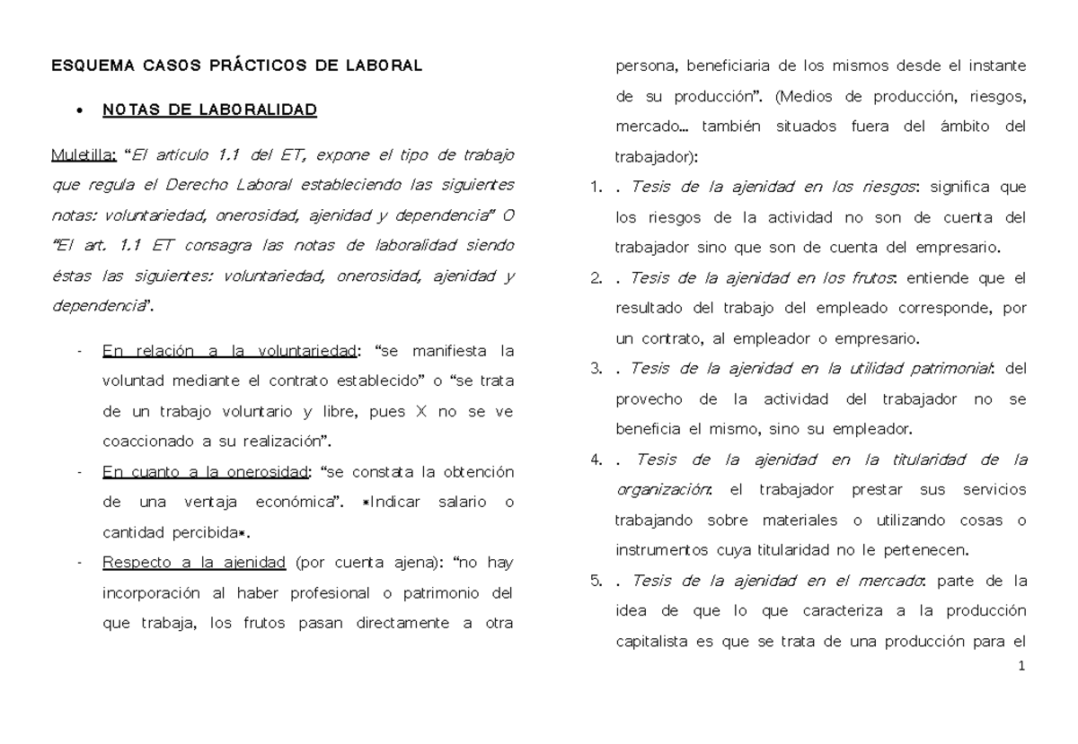 Esquema Casos PRÁ Cticos DE Laboral - ESQUEMA CASOS PRÁCTICOS DE