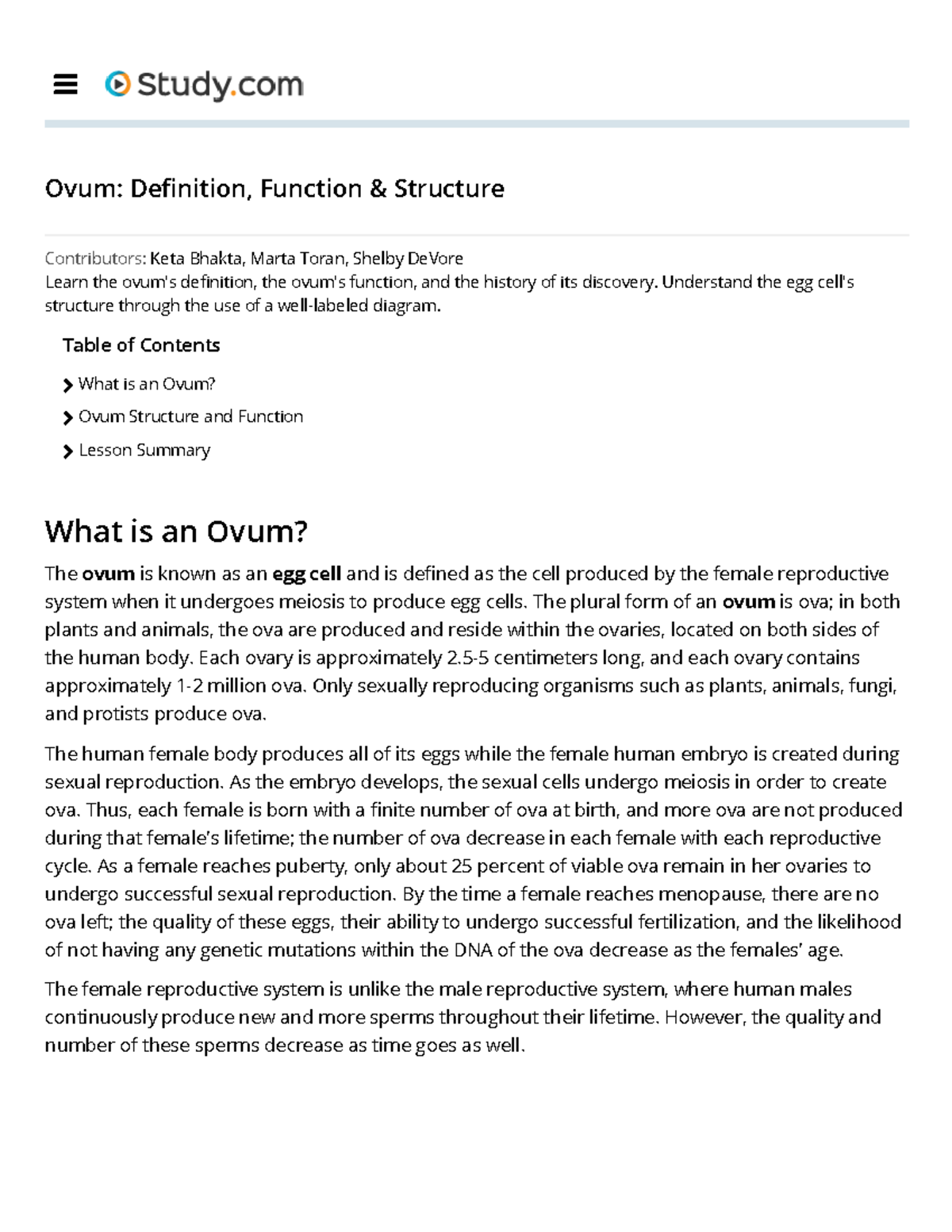 Ovum Definition, Function & Structure Video & Lesson Transcript Study