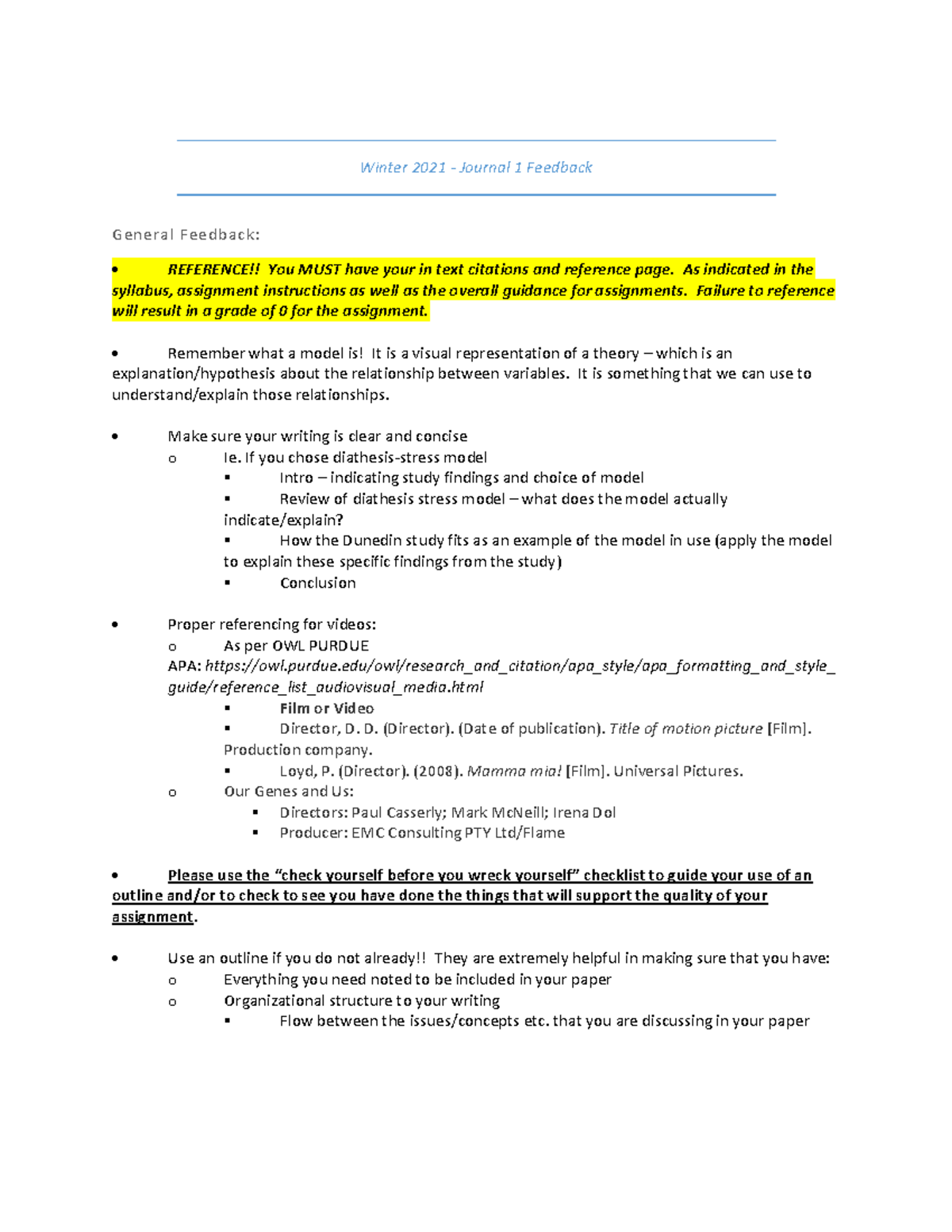 Journal Assignment #1 Answers - Winter 2021 - Journal 1 Feedback ...
