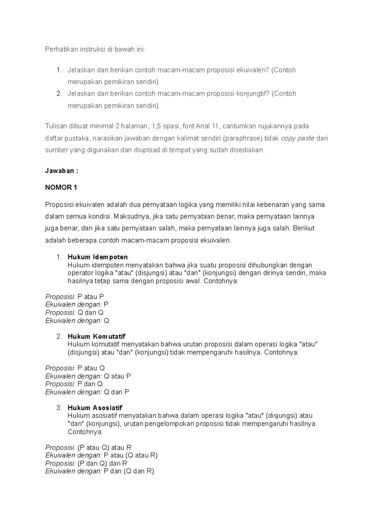 Tugas Logika Isip Perhatikan Instruksi Di Bawah Ini Jelaskan Dan Berikan Contoh