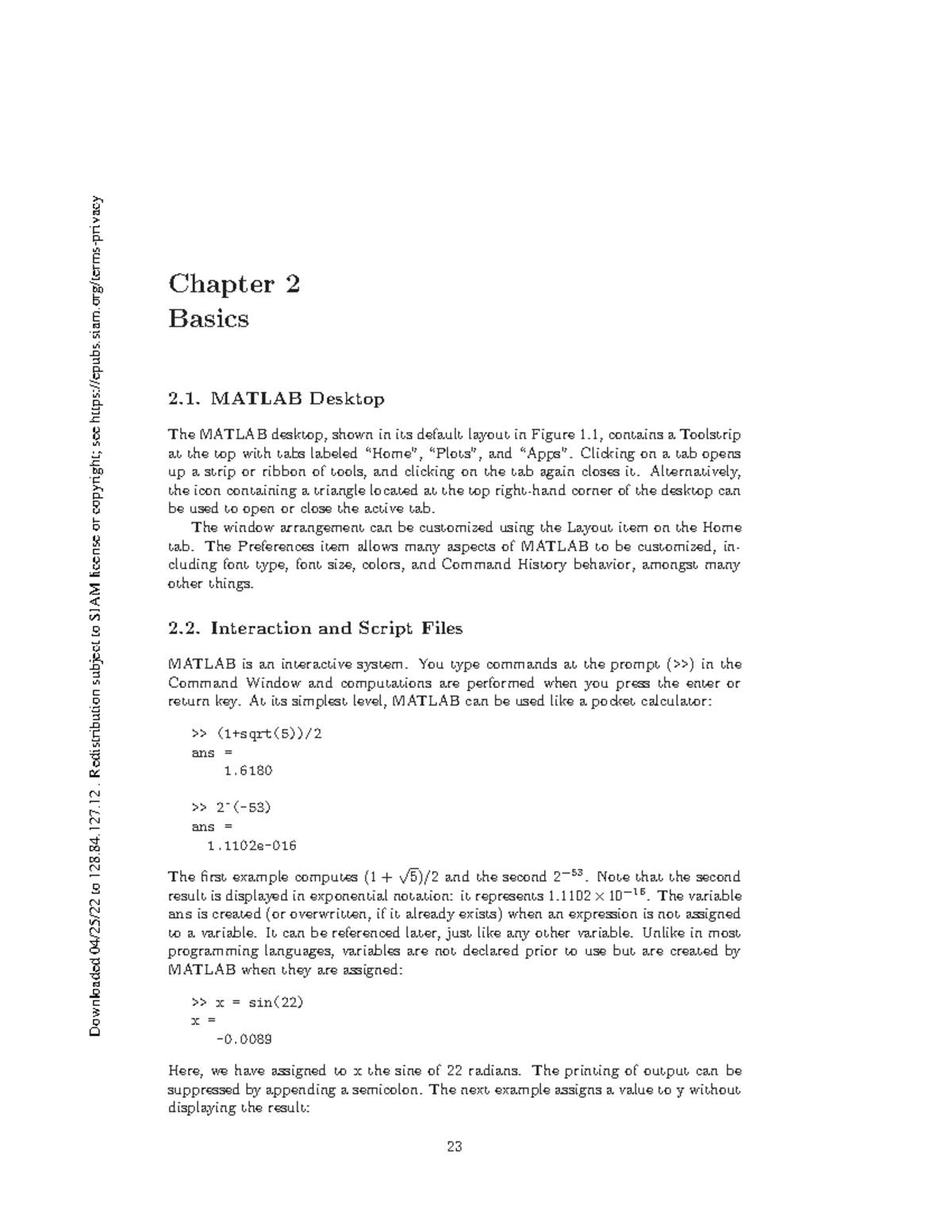 MATLAB guide for EM field - Chapter 2 Basics 2. MATLAB Desktop The ...