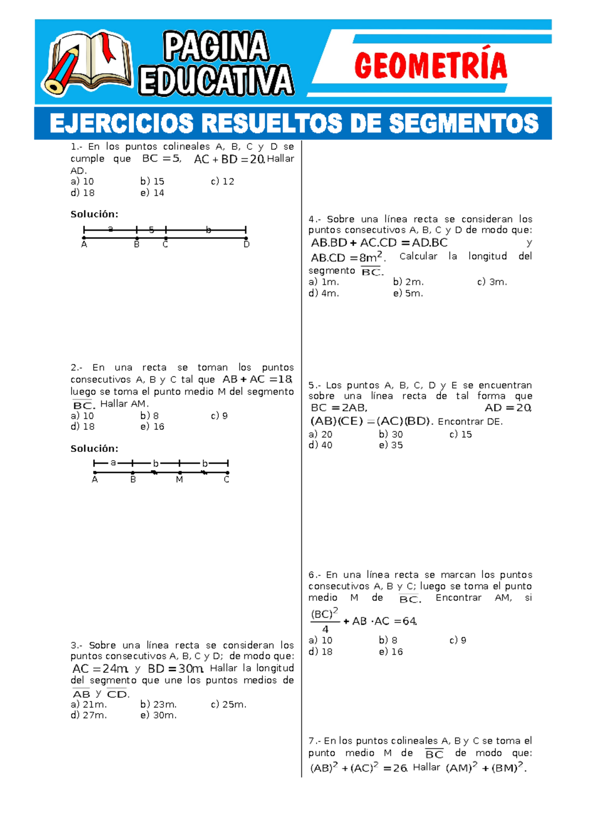 Ejercicios Resueltos De Segmentos Pagina Educativa 1 En Los Puntos