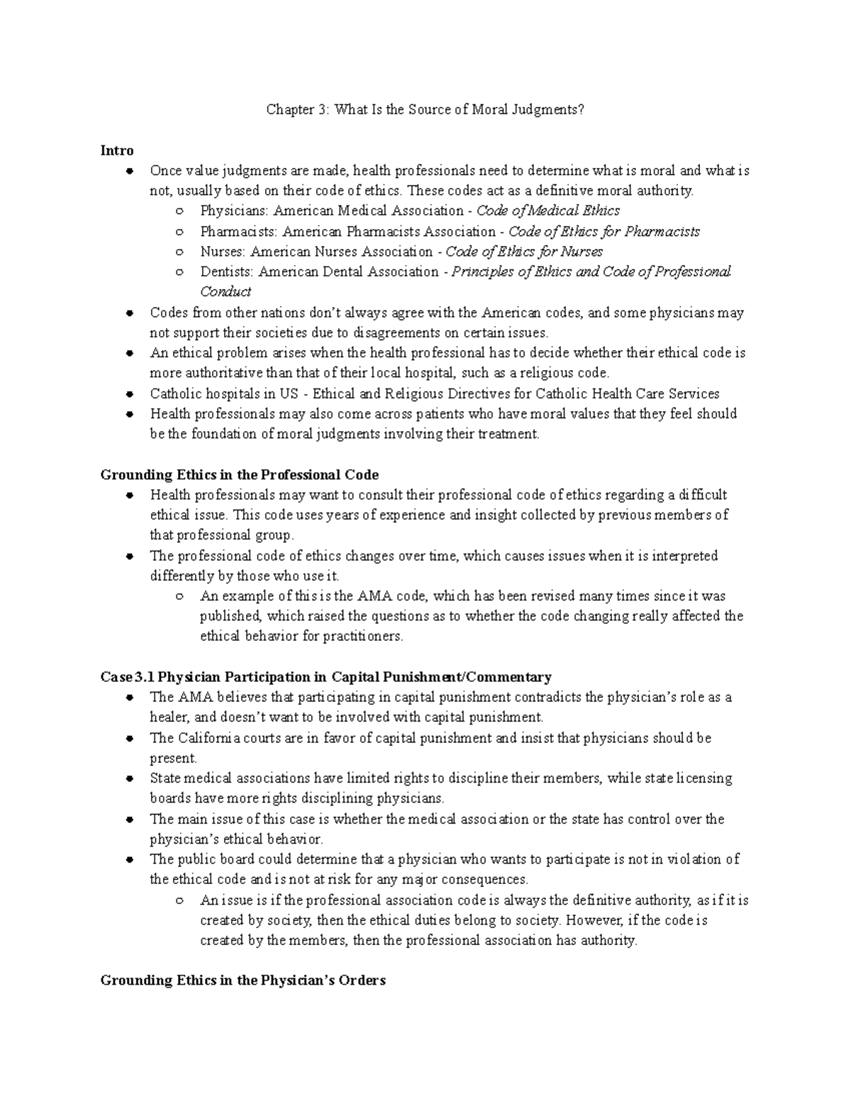 PHIL 321-130 Chapter 3 Outline - Chapter 3: What Is the Source of Moral ...