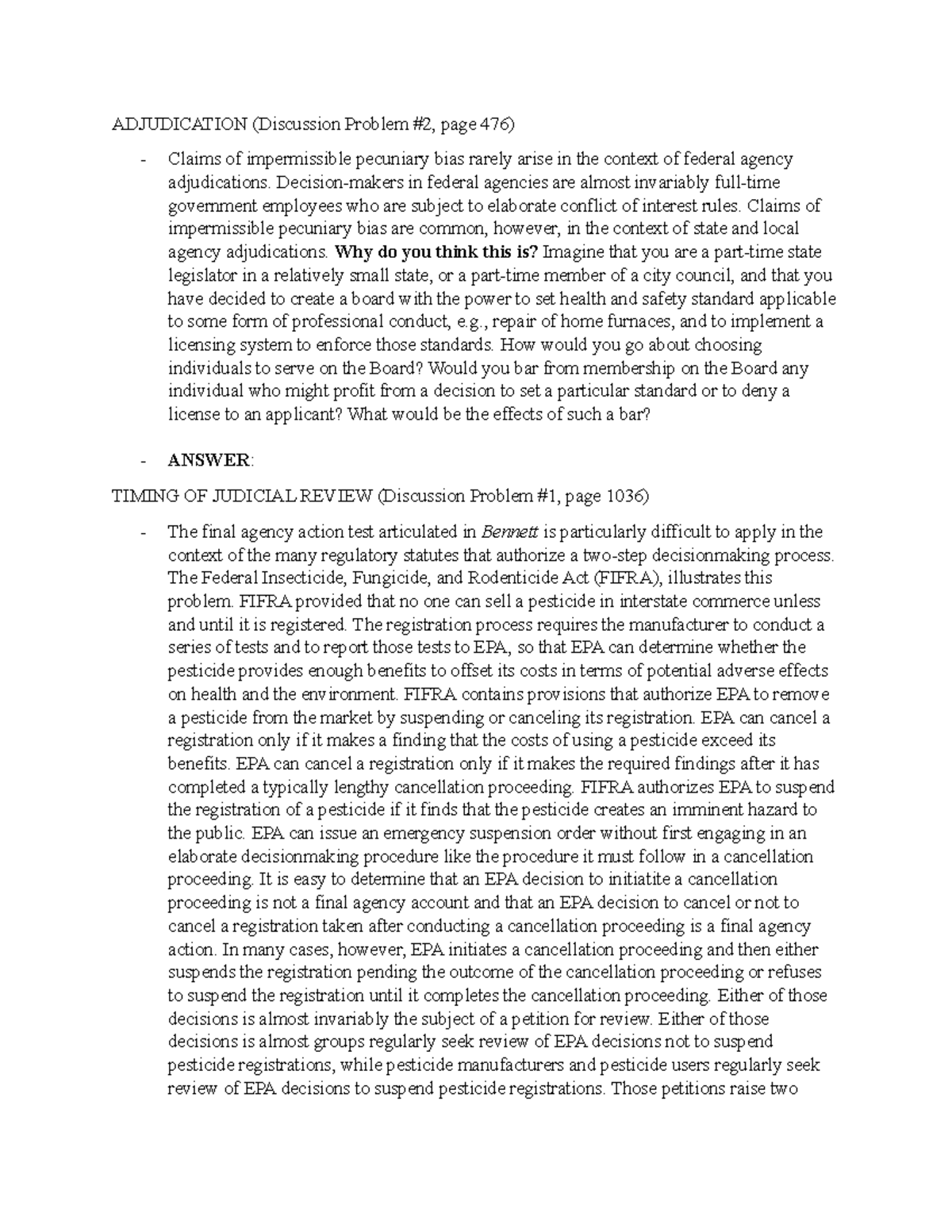 Admin Discussion Problem - ADJUDICATION (Discussion Problem #2, page ...