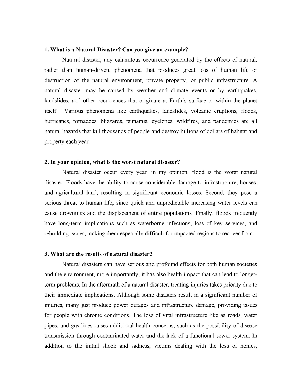 NCM 121 A - Activity 1 - research - What is a Natural Disaster? Can you ...