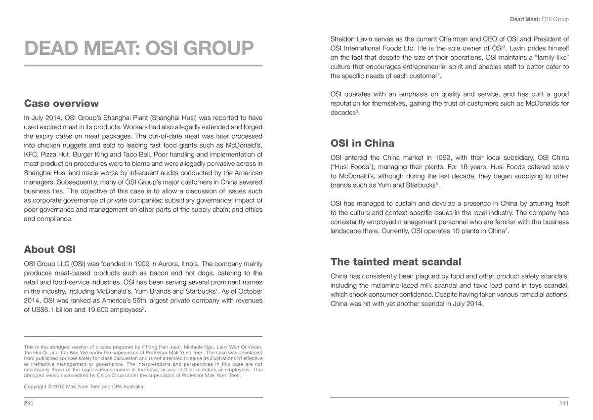 dead meat osi group case study