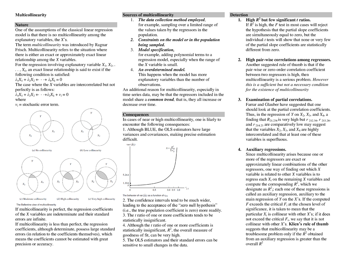 Multicollinearity 1 - It's A Lecture Note - Multicollinearity Nature ...