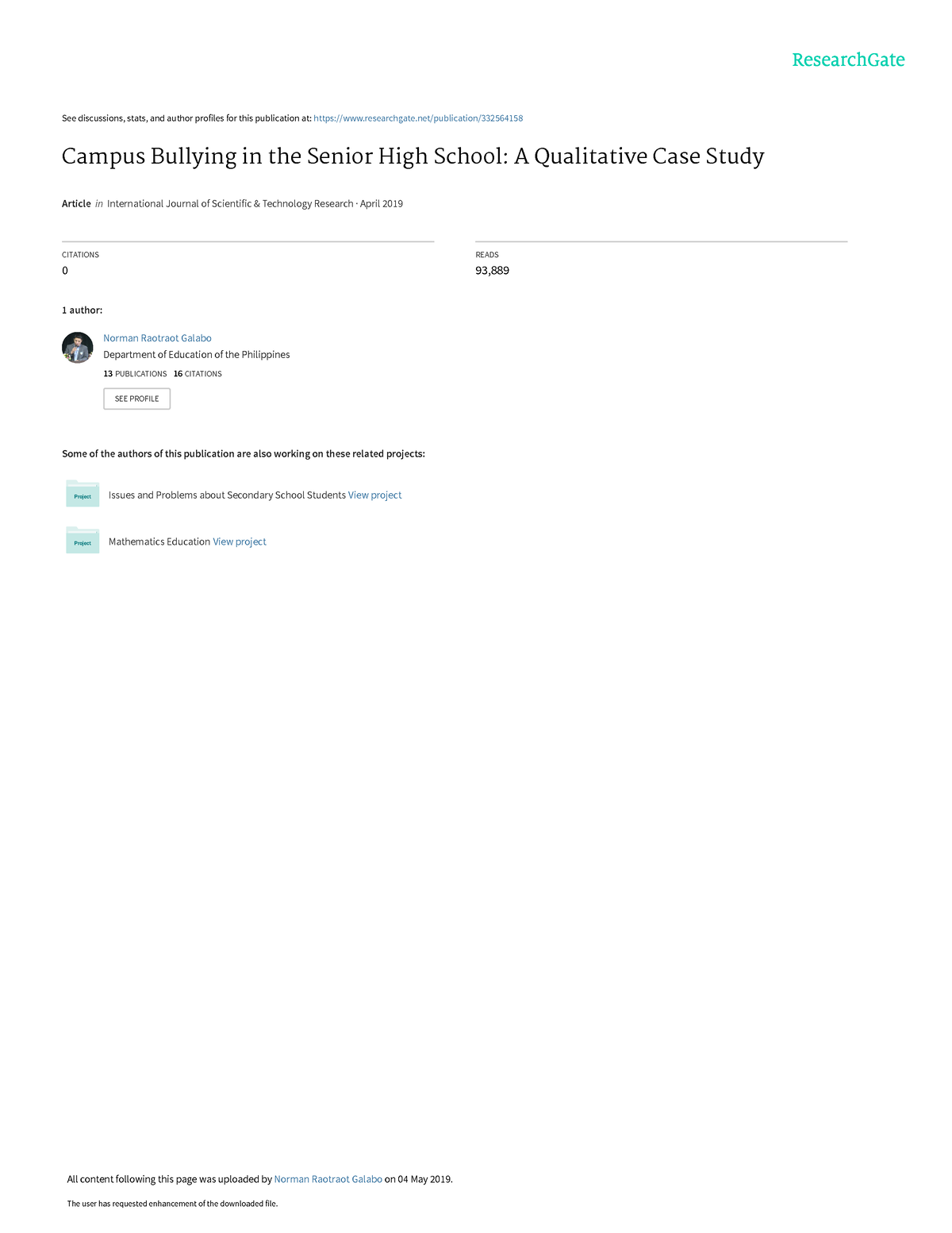 school violence a qualitative case study brainly