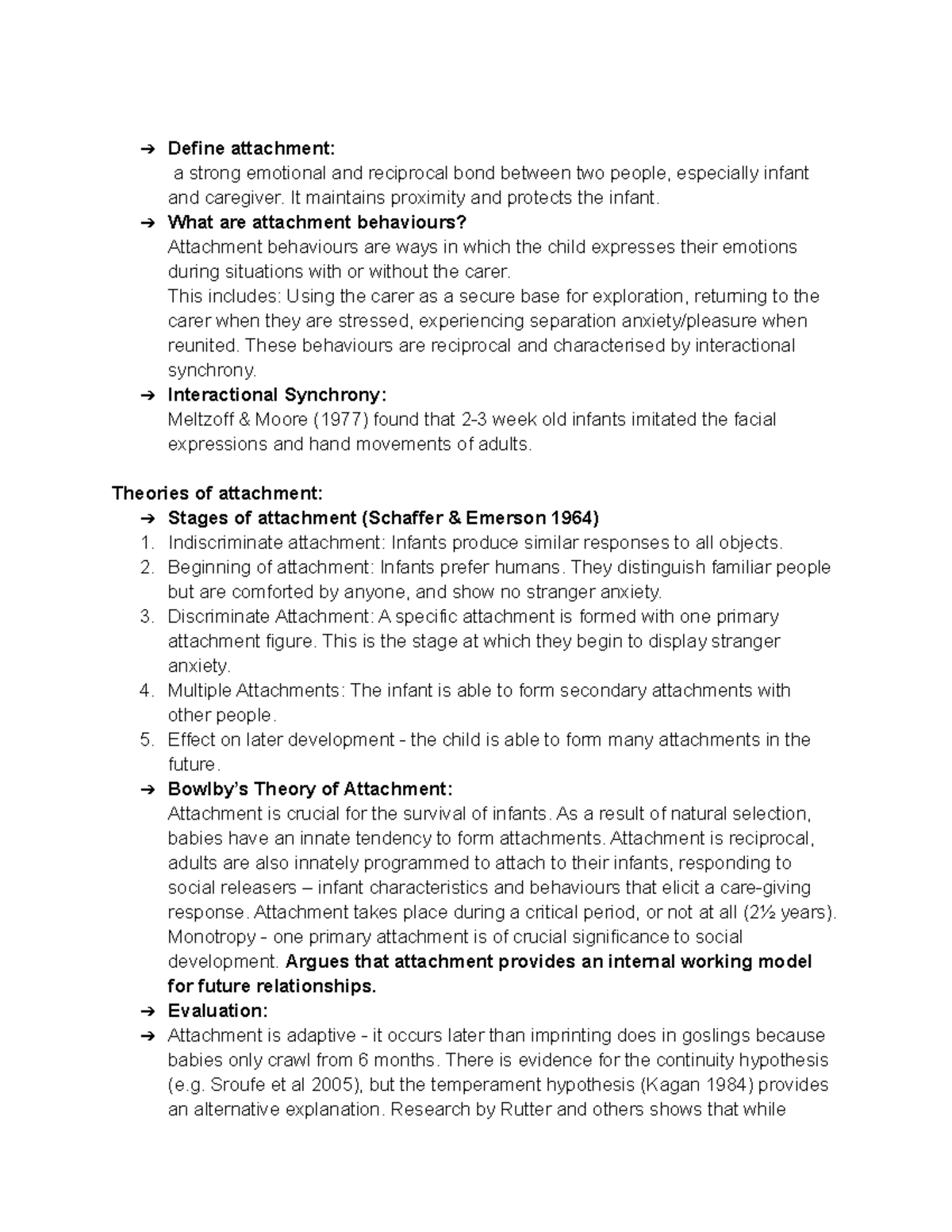 Plan And essay play for the attachment section of the developmental