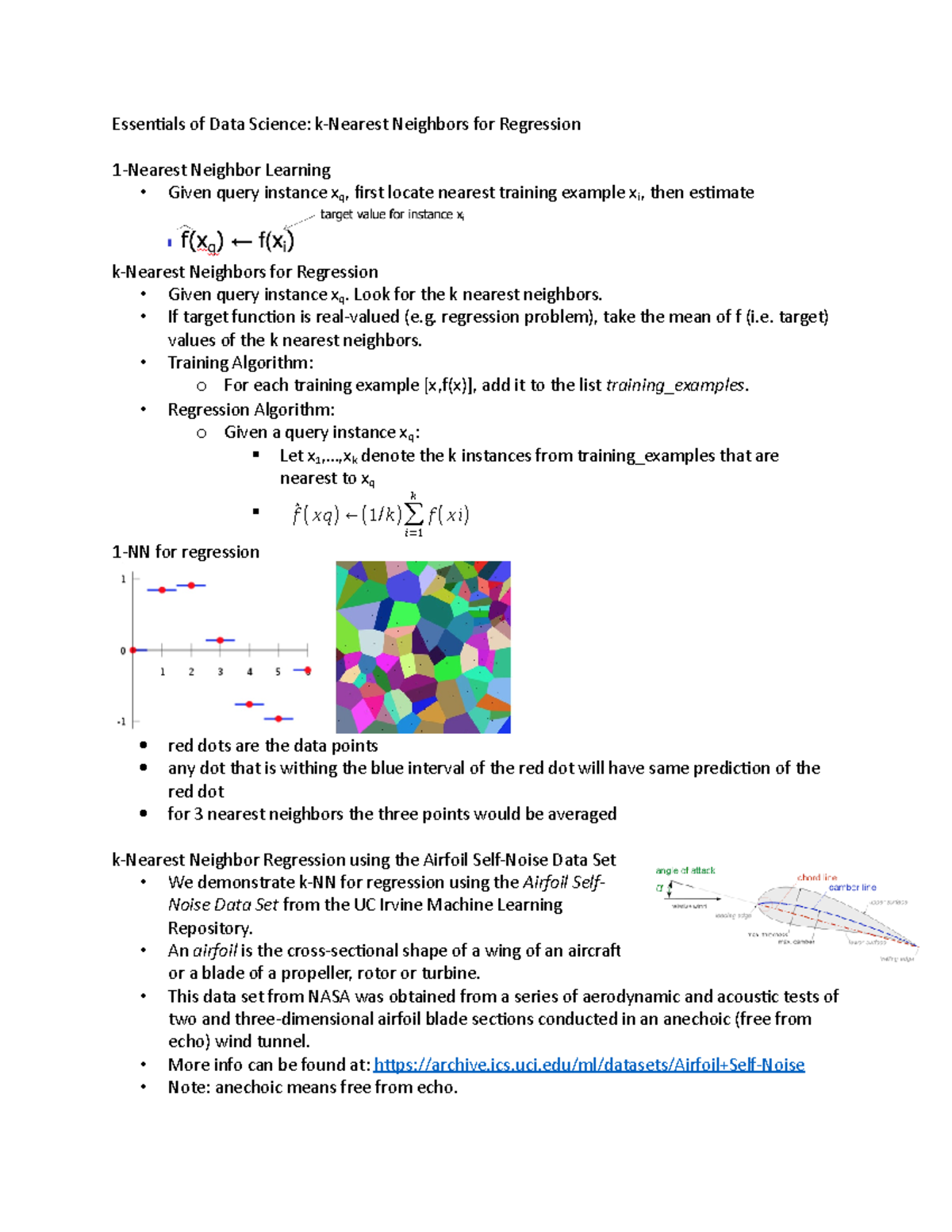 K nn regression notes dr regis essentials of data science k