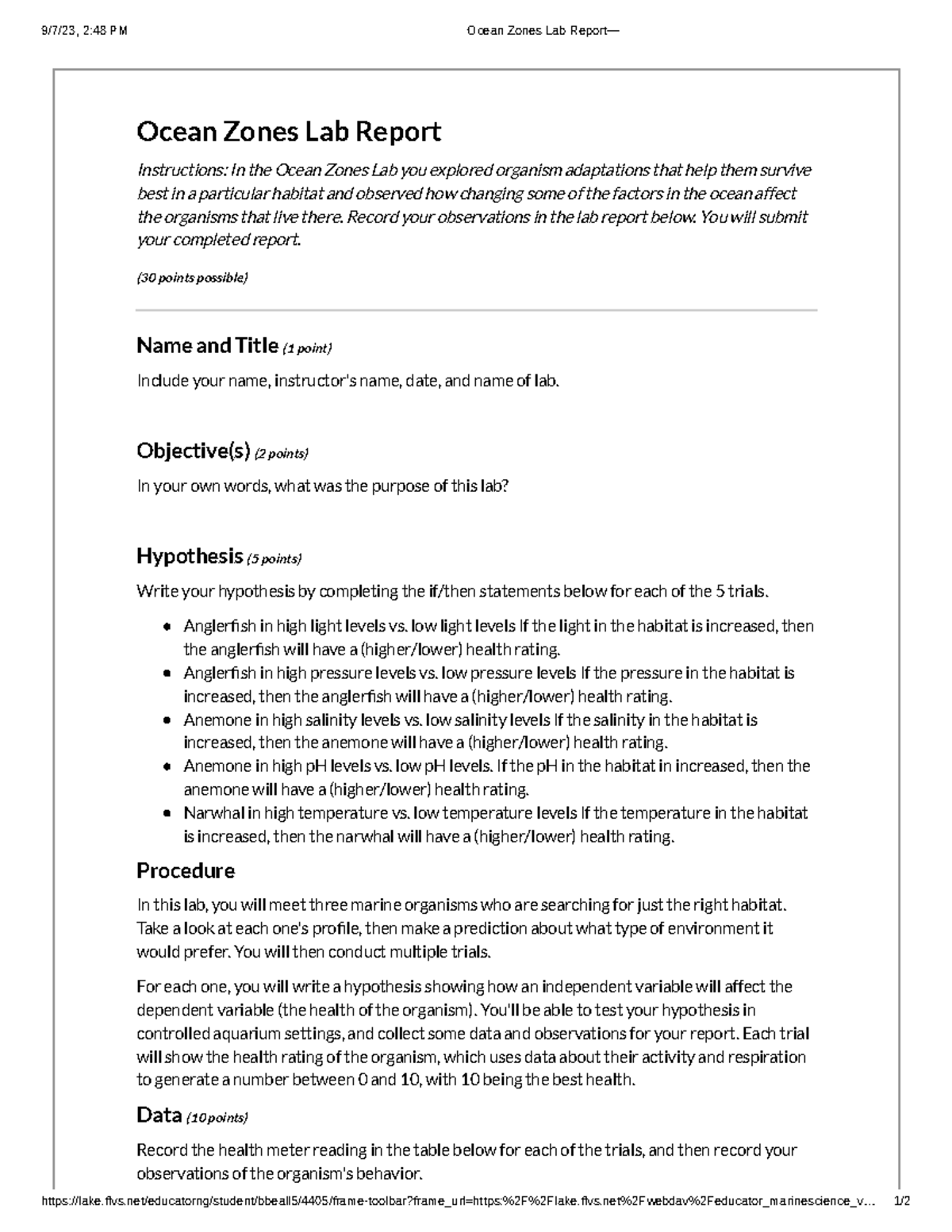 Educator Educator Ui ././ 9/7/23, 248 PM Ocean Zones Lab Report