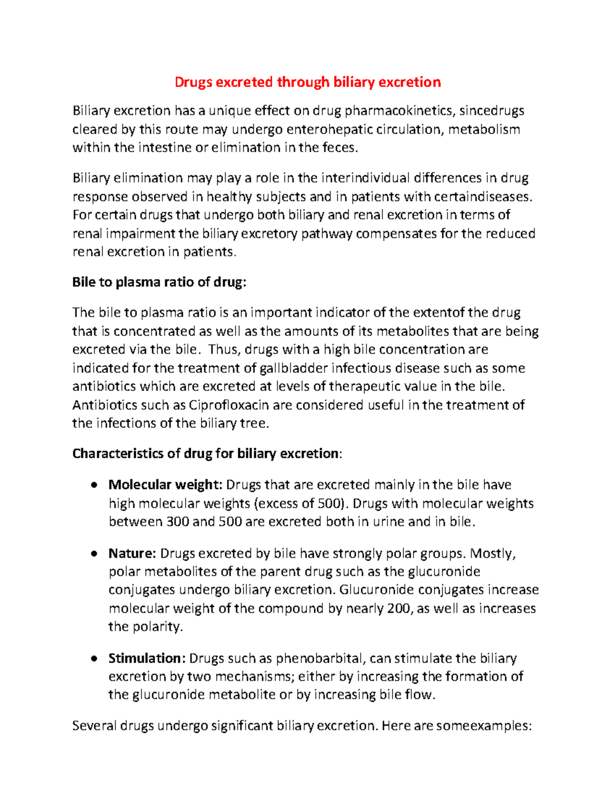 Biliary excretion of drug - Drugs excreted through biliary excretion ...