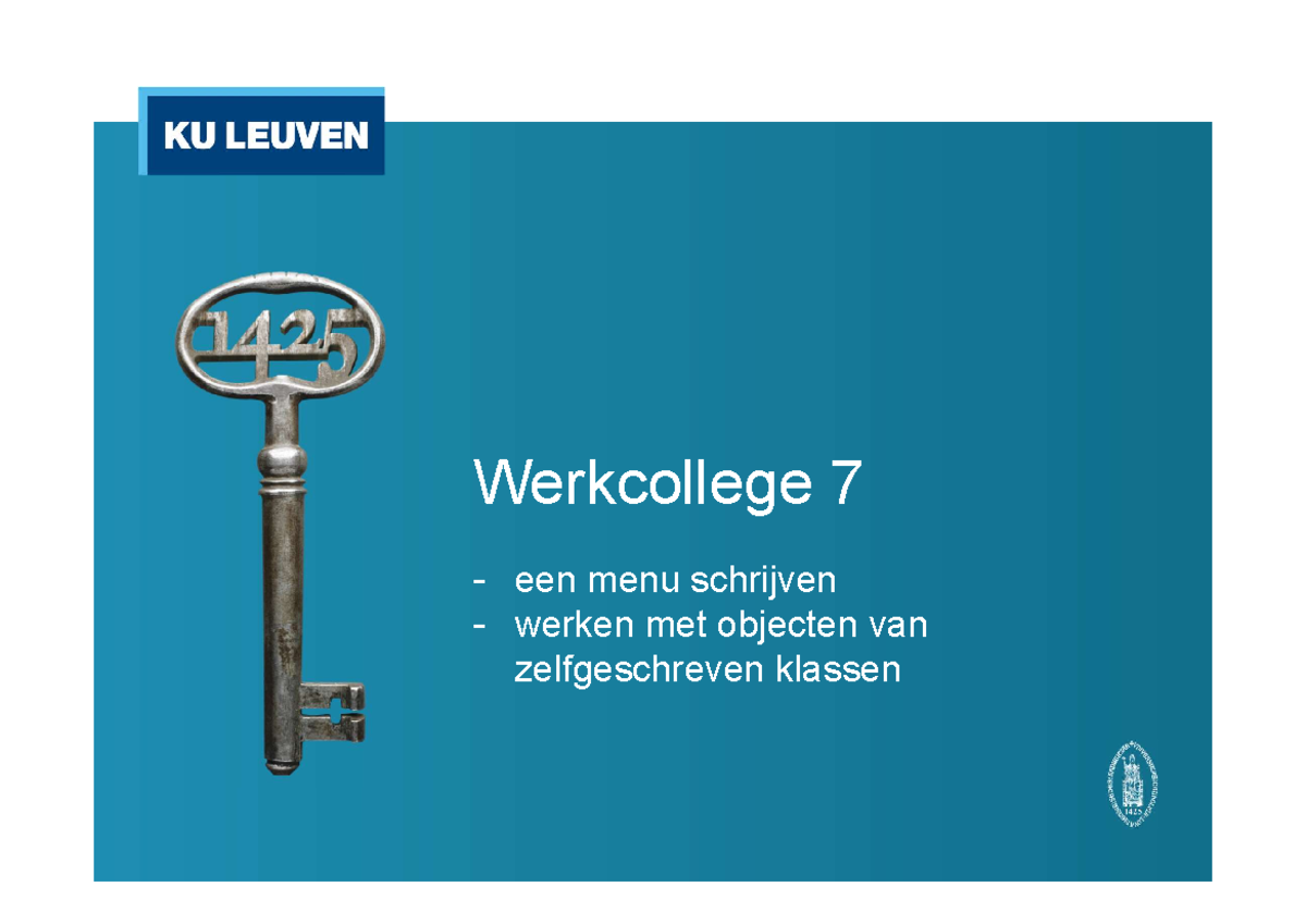 WC7 - Samenvatting Voor WC7 - Werkcollege 7 - Een Menu Schrijven ...