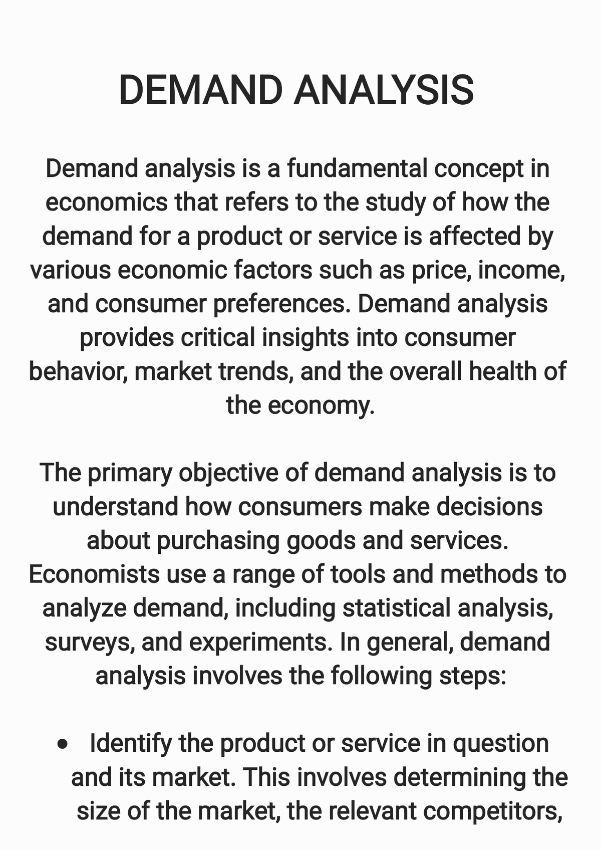 demand analysis case study