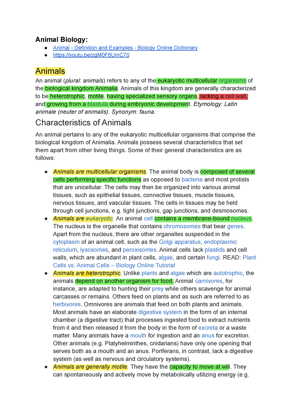 animal-biology-review-notes-animal-biology-animal-definition-and