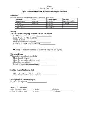 Study Guide For CHM151 Lab Test1 Exp1 2 3 - CHM151 Lab Exam 1 SUMMARY ...