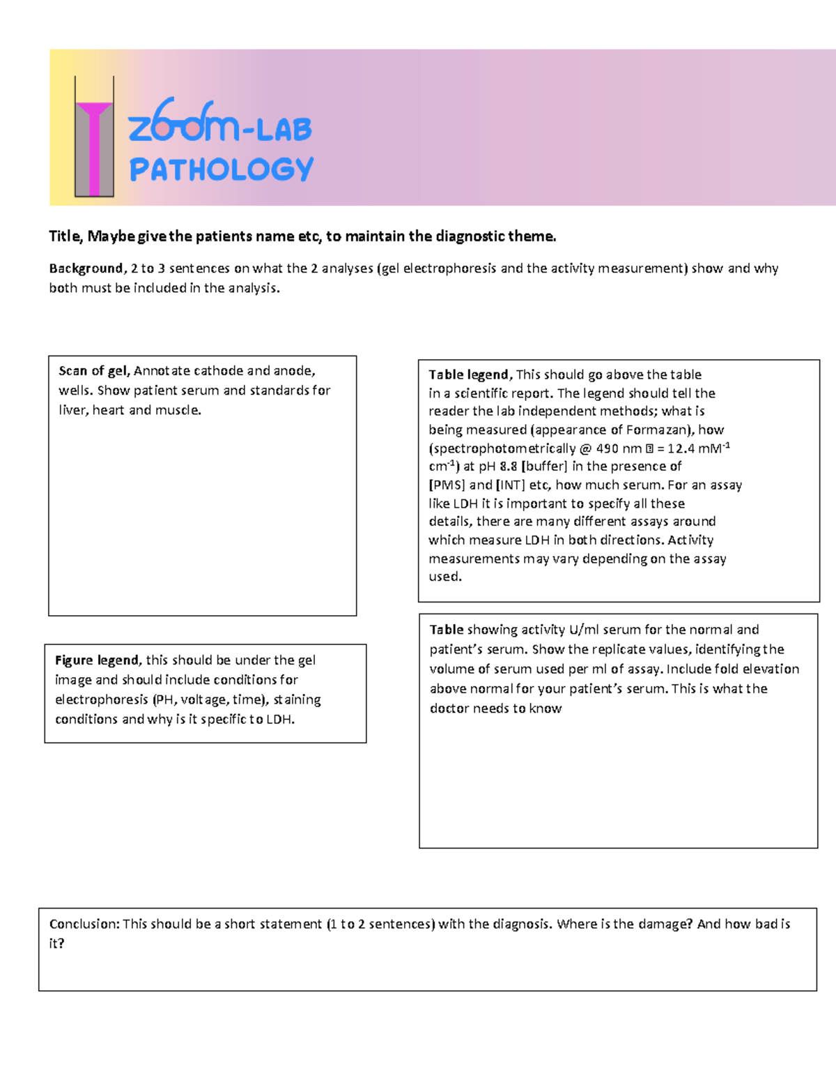 assignment on various pathology lab report