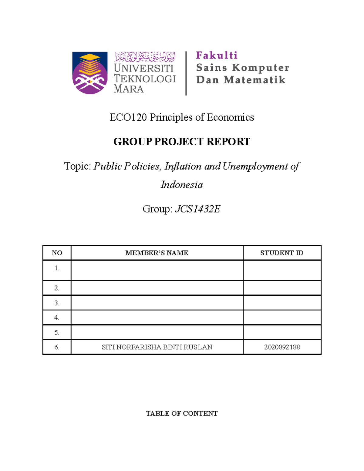 ECO120 Group Assignment - ECO120 Principles of Economics GROUP PROJECT ...