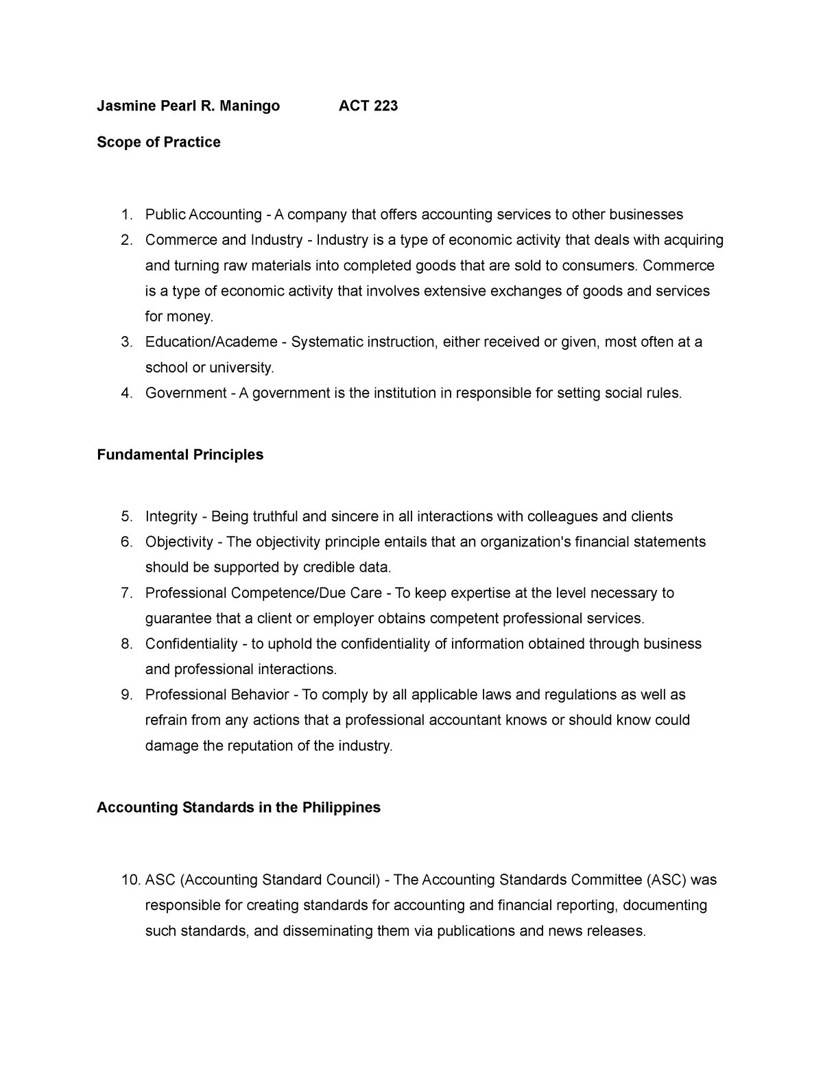 Assignment Number1 - Jasmine Pearl R. Maningo Act 223 Scope Of Practice 