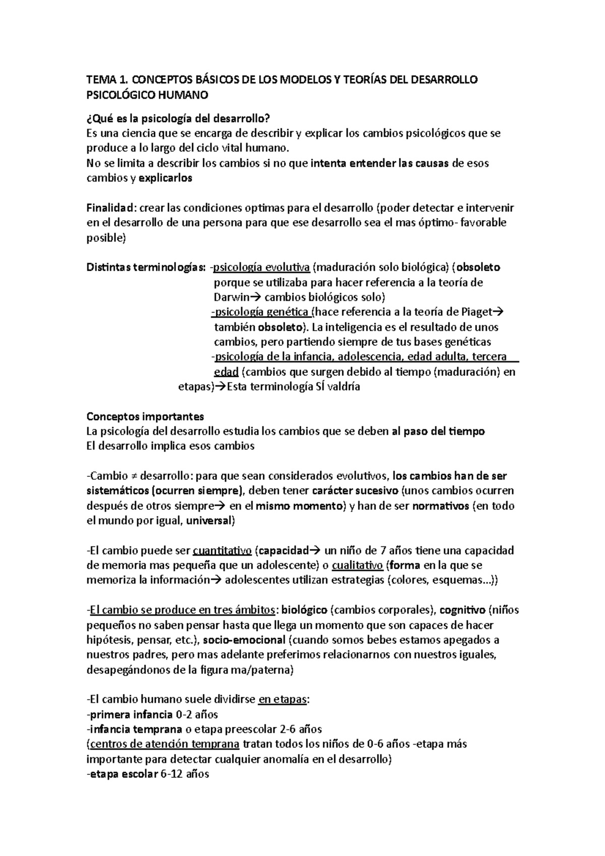 Introducción - Apuntes del tema 1 de psicología del desarrollo, dados ...