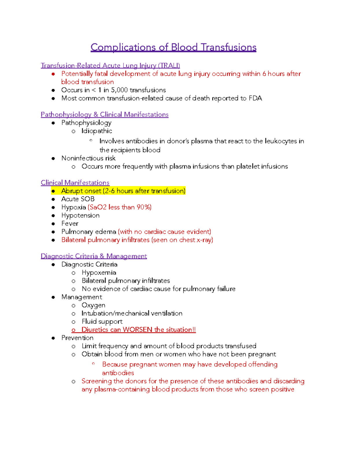 Chapter 32 Complications of Blood Transfusions Complications of Blood Transfusions Studocu