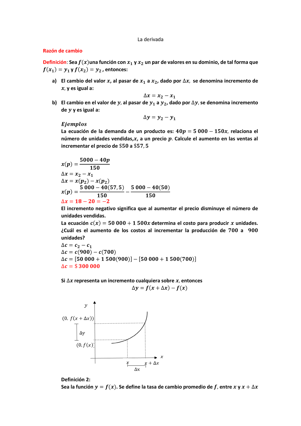 Teoría La Derivada - Ejercicios - La Derivada Razón De Cambio ...