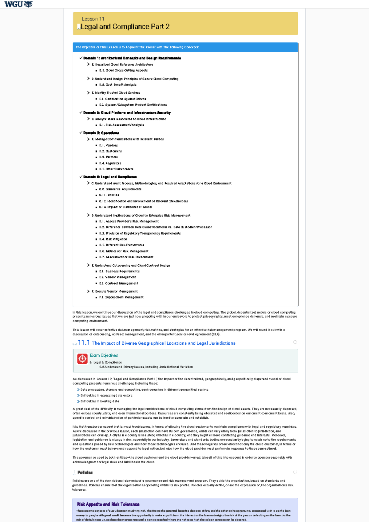 Lesson 11 legal and compliance part 2 -ucertify unlocked - Lesson 11 ...
