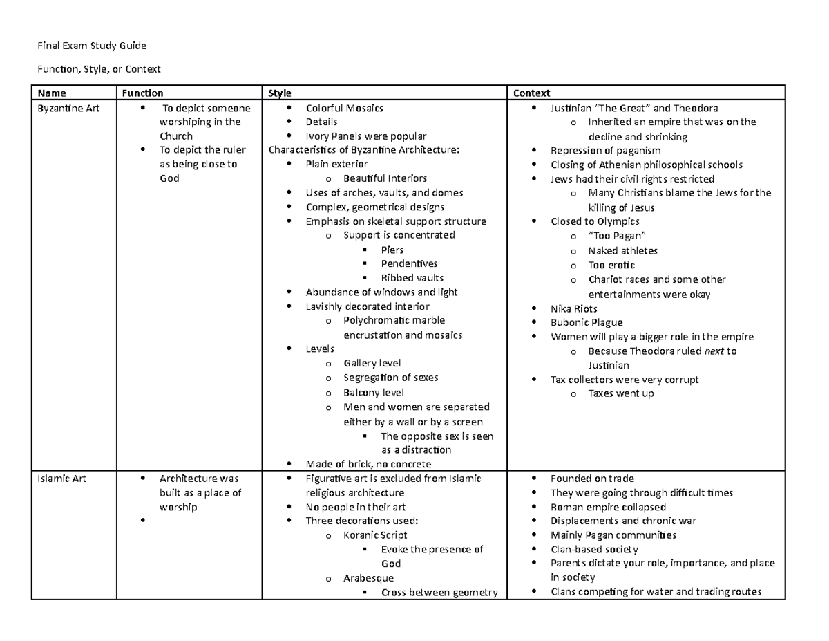 Final Exam Study Guide - And depicts the events leading up to the ...