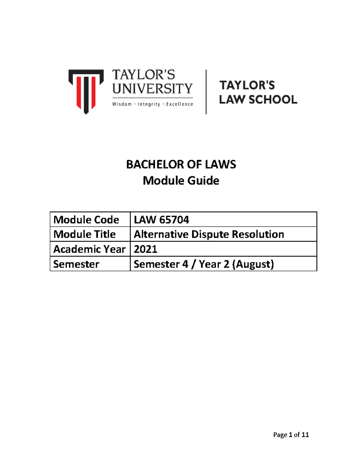 Module Guide Adr August 2021 Bachelor Of Laws Module Guide Module Module Guide Adr August 2021 Bachelor Of Laws Module Guide Module