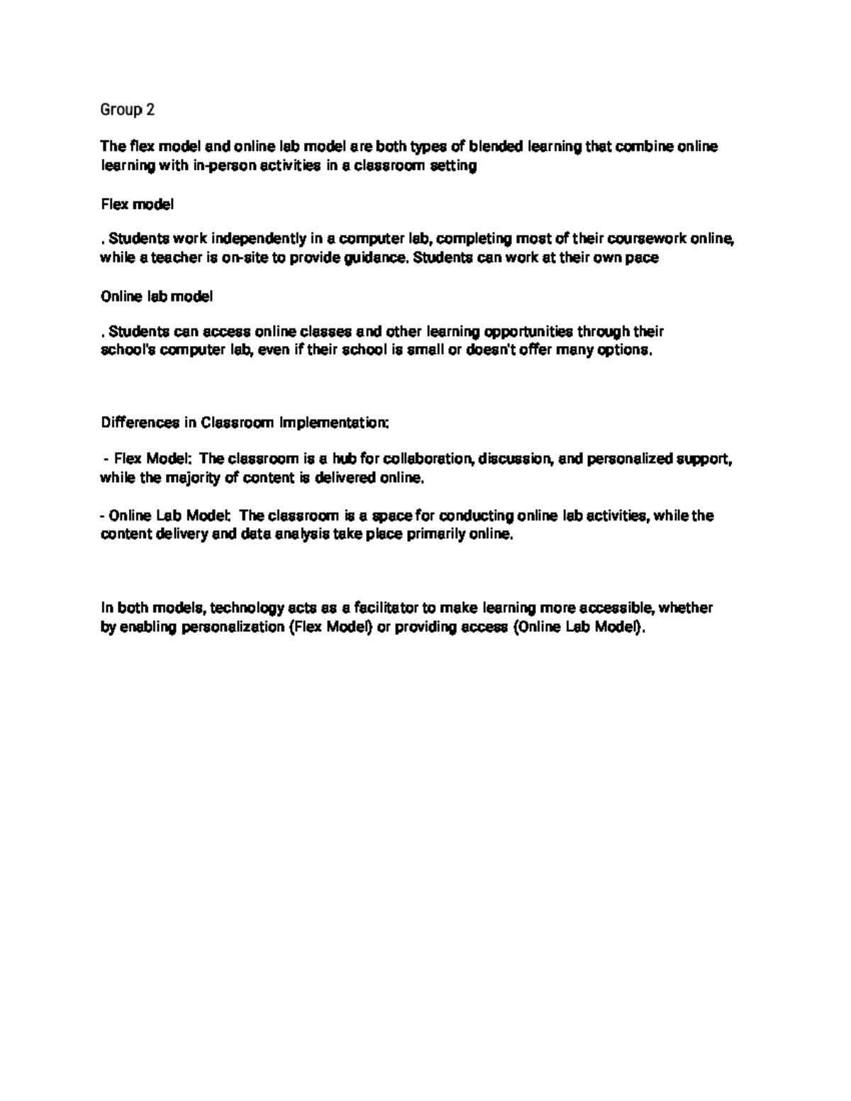 Group-2 Flex-and-Online-Lab-Model - The flex model and online lab model ...