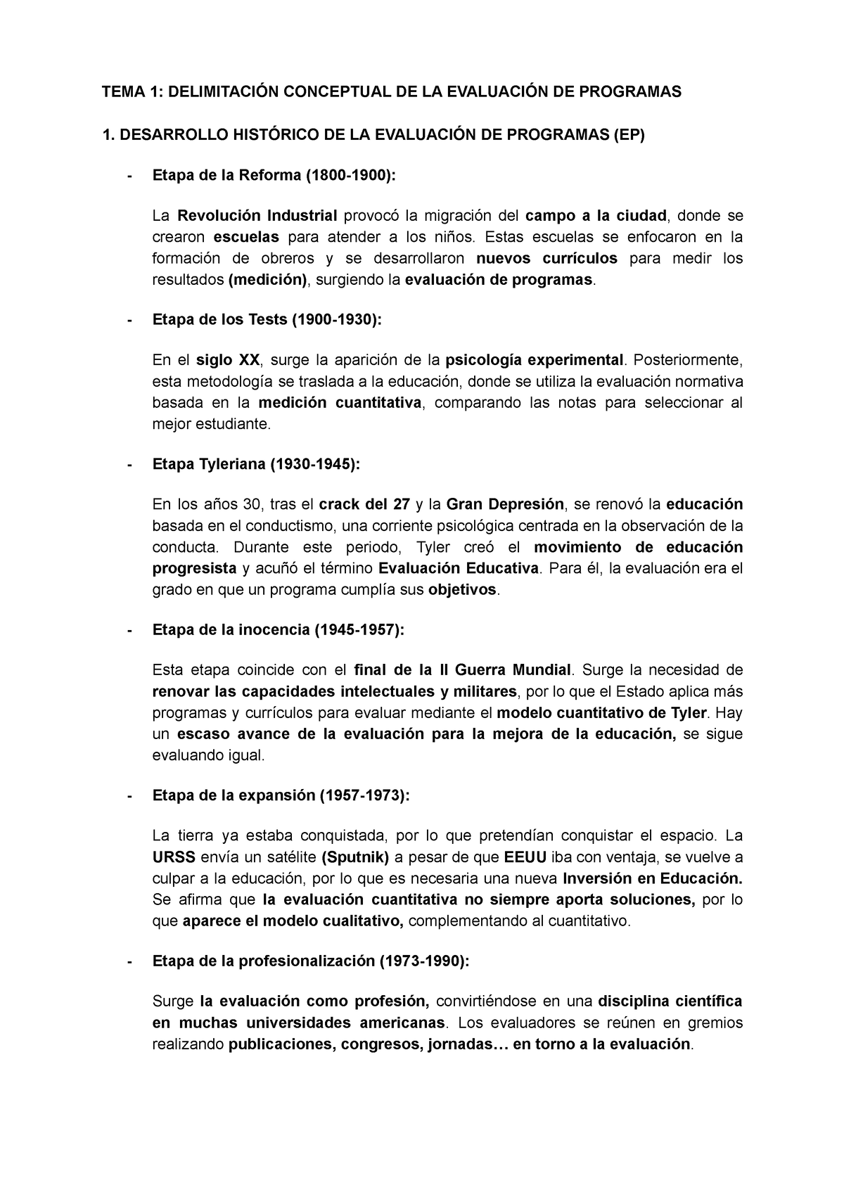 TEMA 1 Delimitación Conceptual DE LA Evaluación DE Programas - TEMA 1 ...