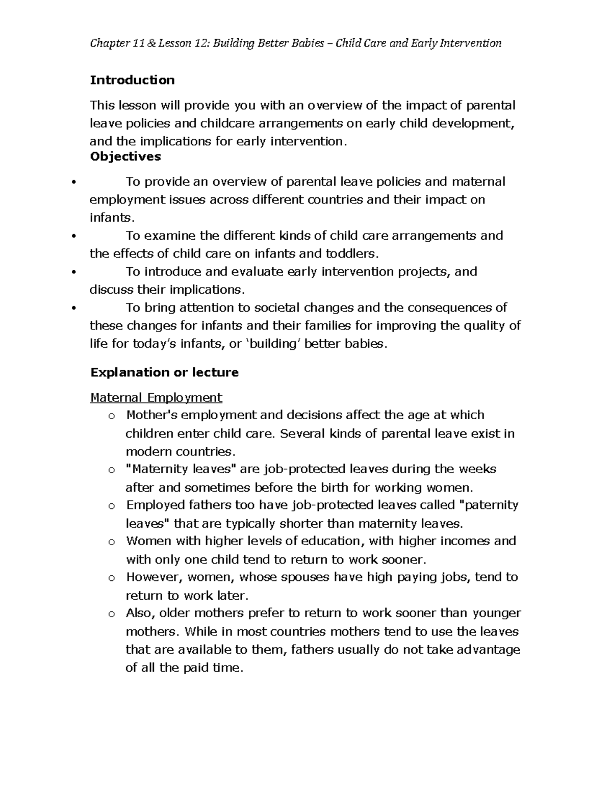 Summary Infancy: Development From Birth to Age 3 - Chapter 11 & Lesson ...