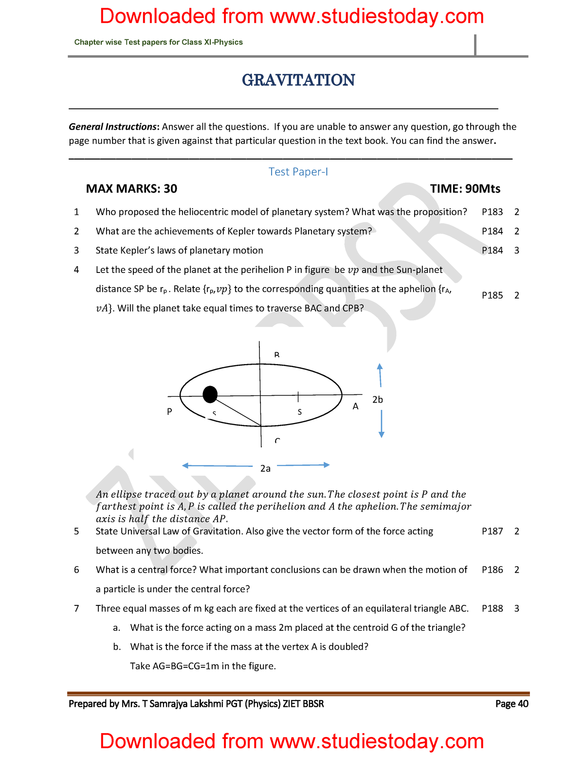 case study questions class 11 physics gravitation