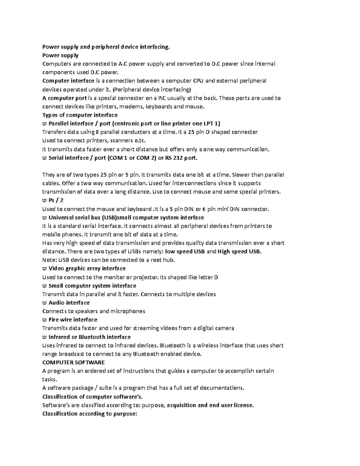 Ict - Power supply and peripheral device interfacing. Power supply ...