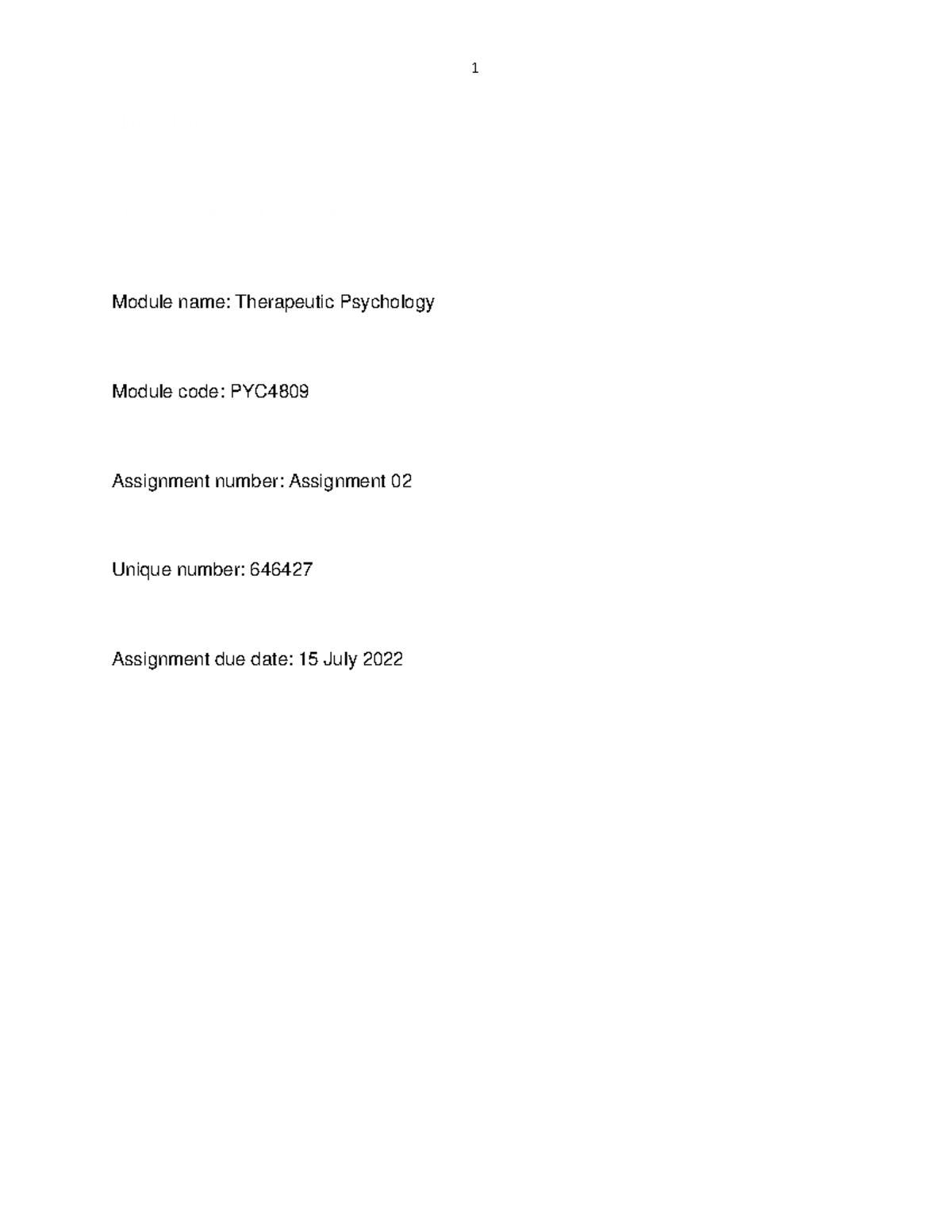 therapeutic environment assignment pdf