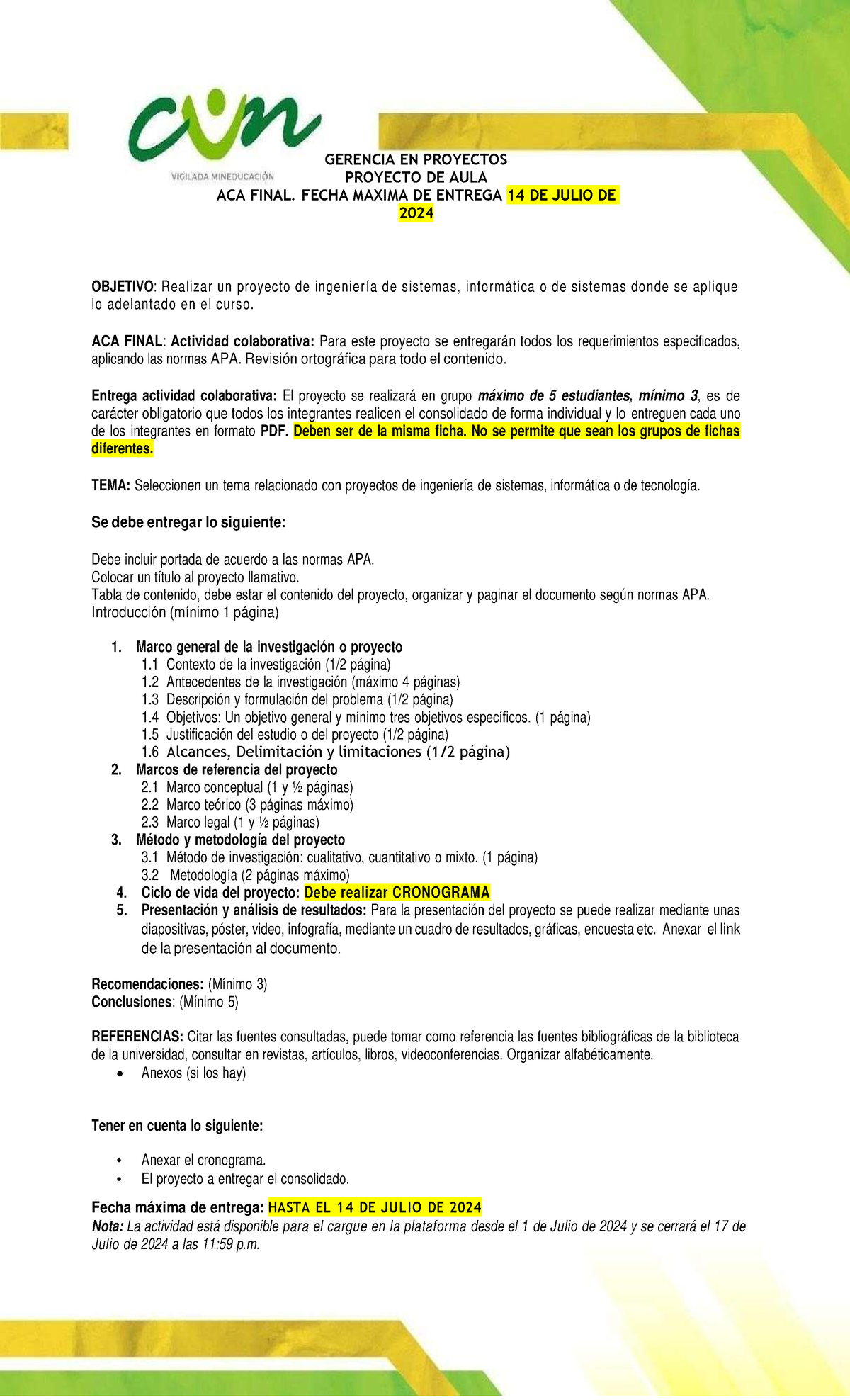 ACA Final Gerencia DE Proyectos Junio DE 2024 - GERENCIA EN PROYECTOS ...