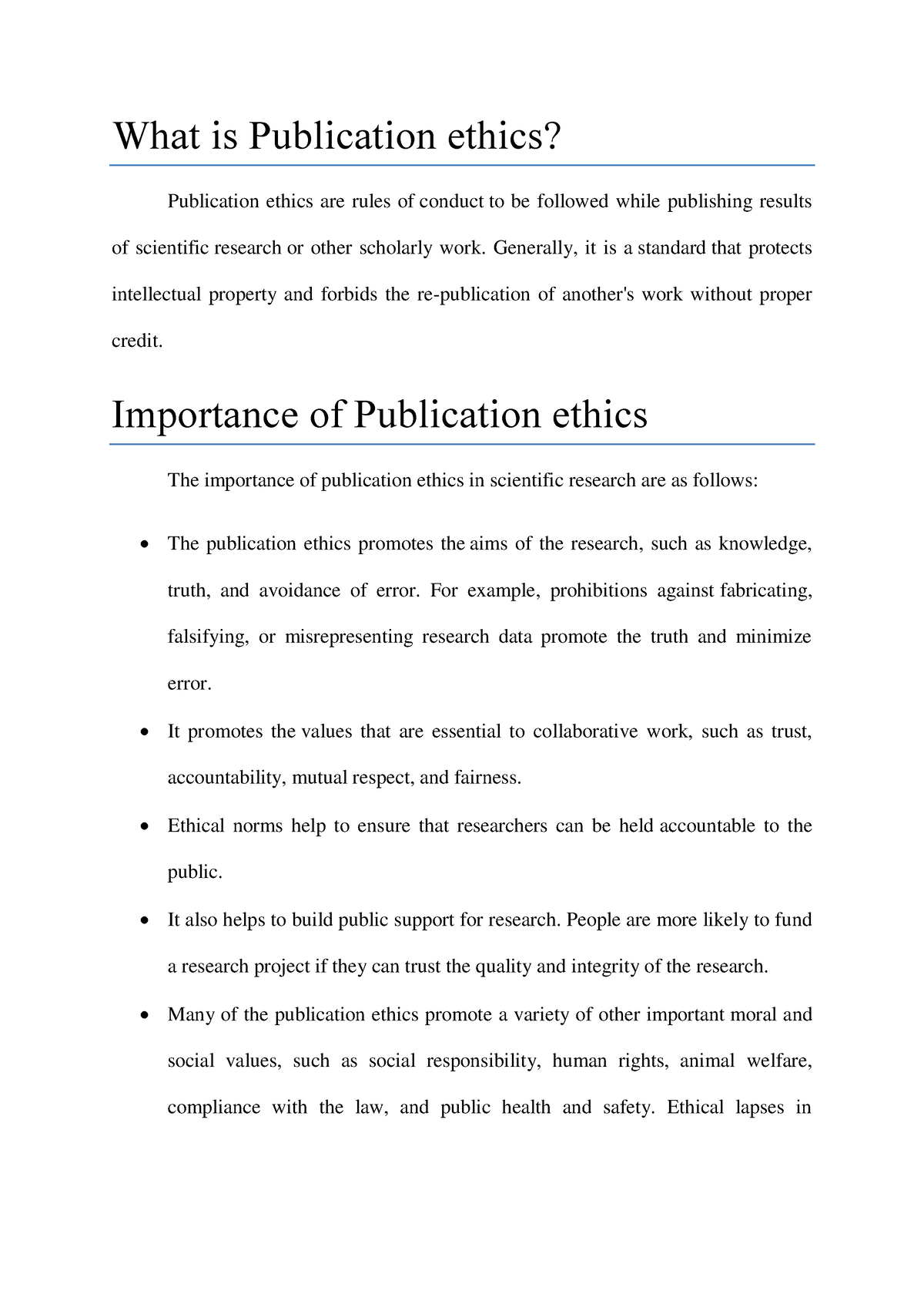 question paper on research and publication ethics