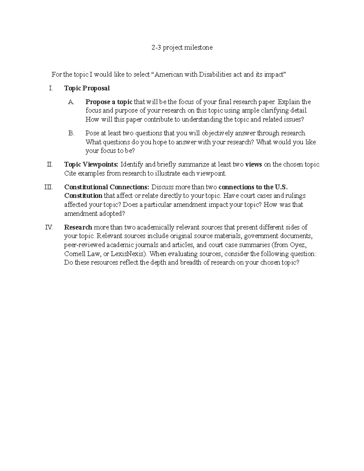 Milestone paper 2-3 - 2-3 project milestone For the topic I would like ...