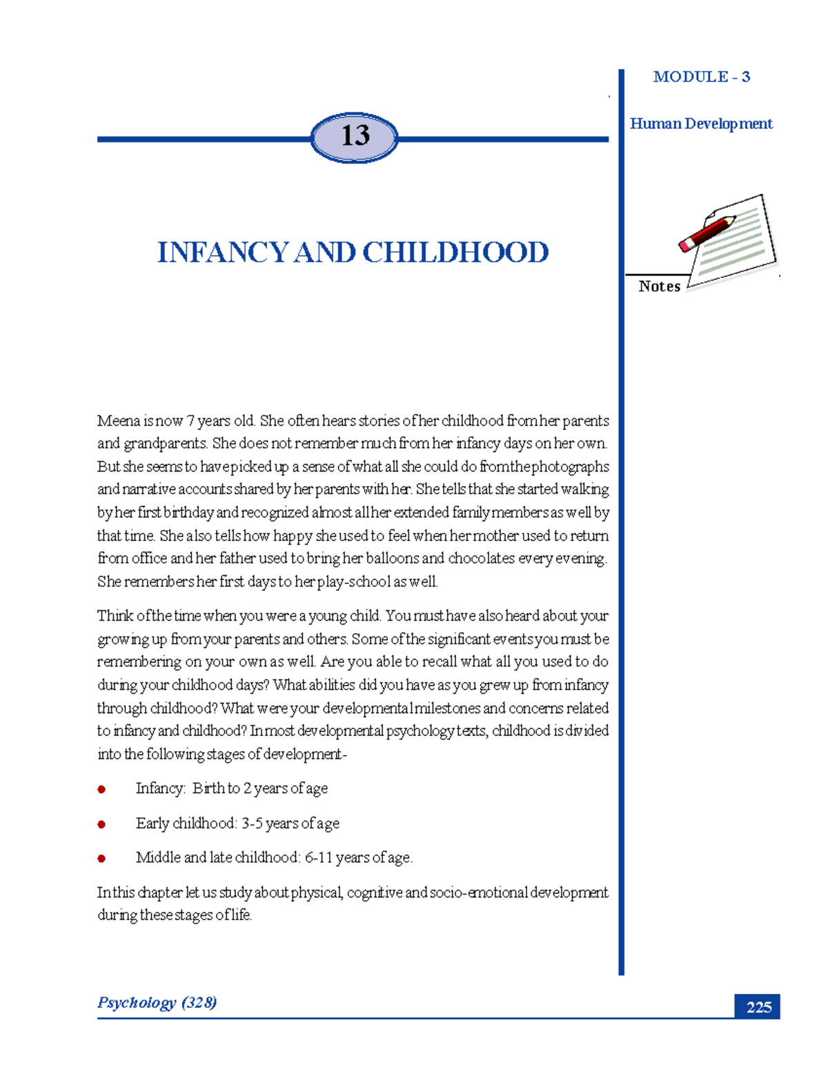 Early childhood - Infancy and Childhood Psychology (328) Human ...