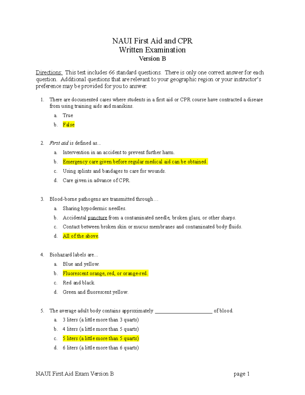 Scribd Atayaaya NAUI First Aid and CPR Written Examination Version