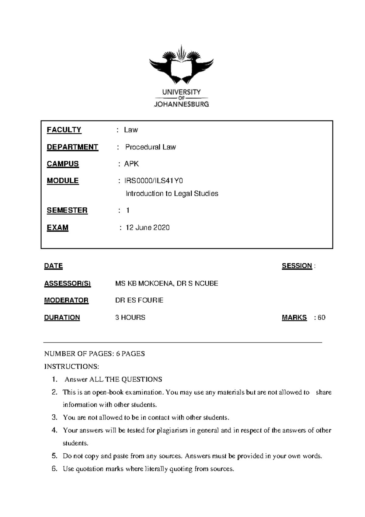 2020-june-exam-introduction-to-legal-studies-faculty-law