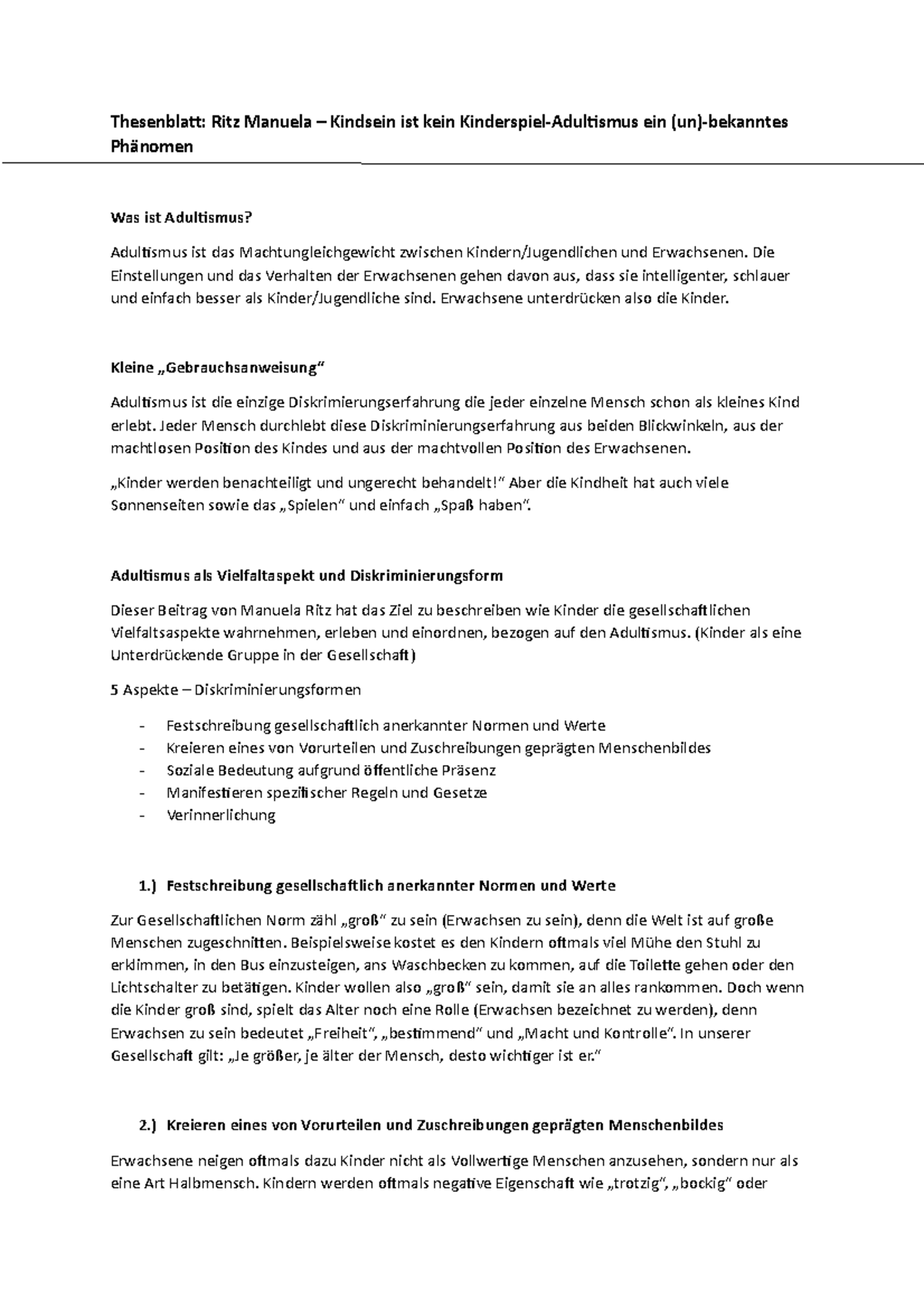 Ballaschk-thesenblätter II - Thesenblatt: Ritz Manuela – Kindsein ist ...