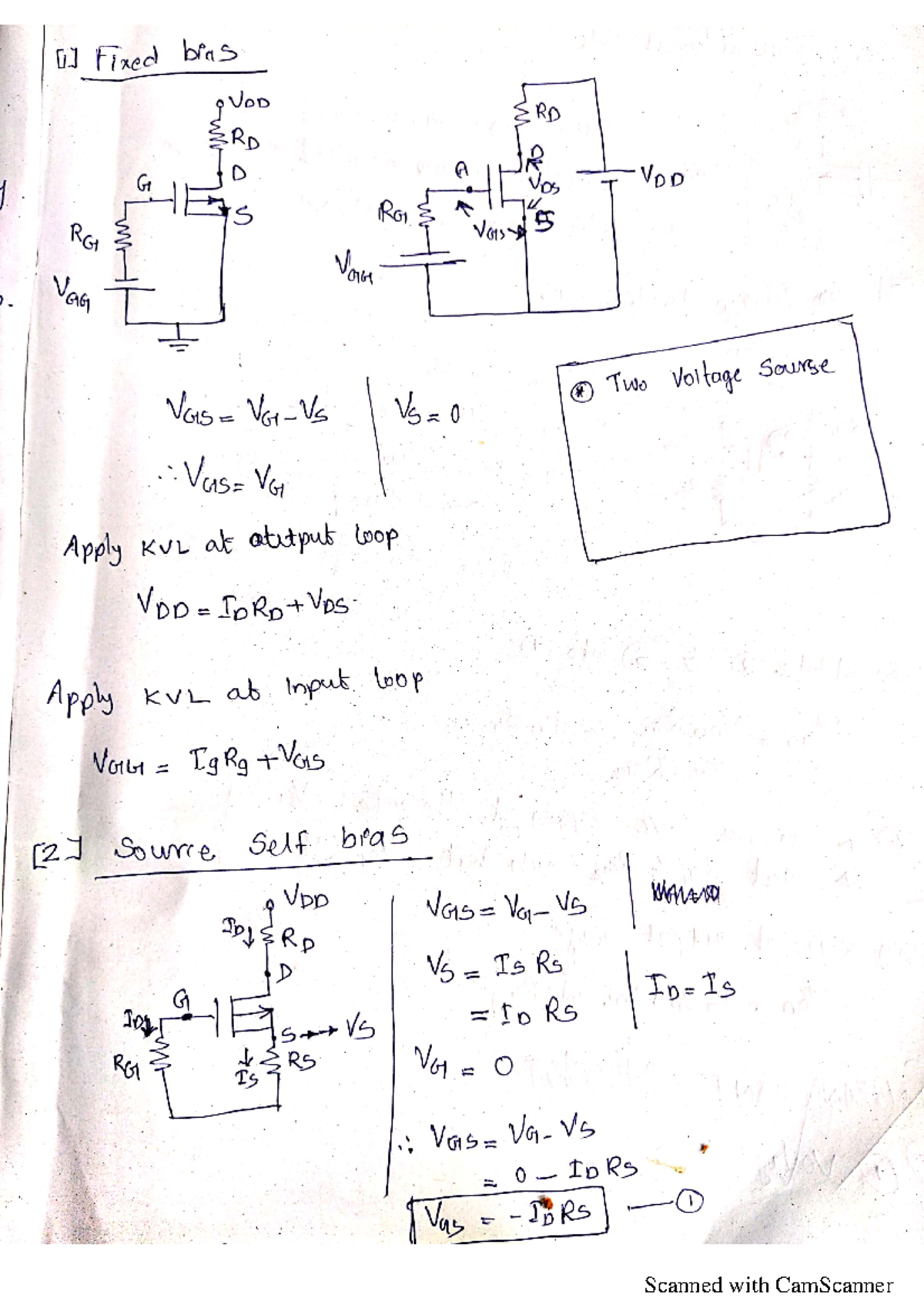 Mosfet Biasing circuit Scanned with CamScanner Scanned with