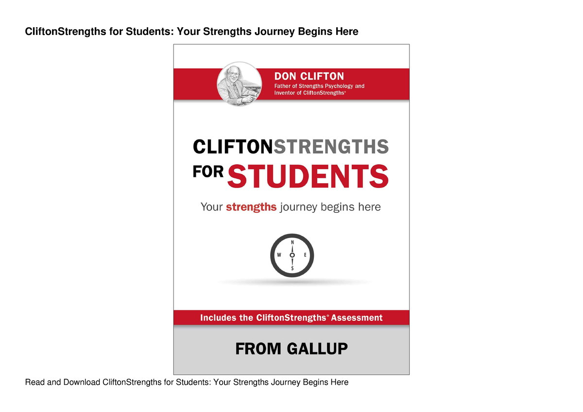 cliftonstrengths for students your strengths journey begins here pdf