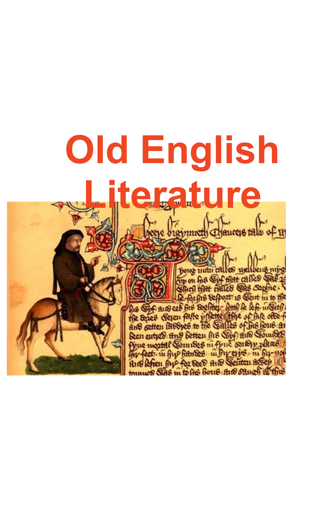 1. And 2. Old English Literature And Medieval Period - Bachelor Of ...